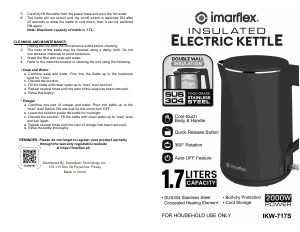 Bruksanvisning Imarflex IKW-717S Vattenkokare