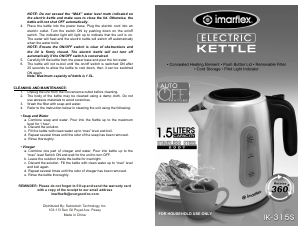 Handleiding Imarflex IK-315S Waterkoker