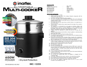Handleiding Imarflex IMC-122DS Multicooker