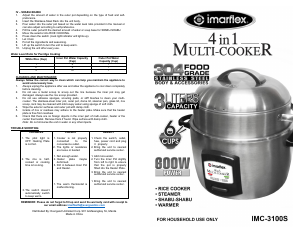 Bruksanvisning Imarflex IMC-3100S Multikokare