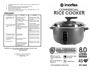 Bruksanvisning Imarflex IRC-800E Riskokare