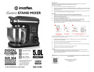 Manual Imarflex IMX-510D Stand Mixer