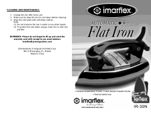 Handleiding Imarflex IR-30N Strijkijzer