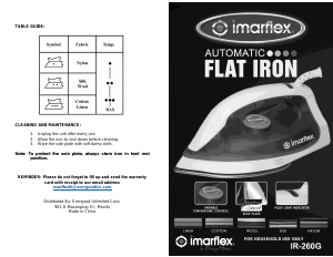 Handleiding Imarflex IR-260G Strijkijzer