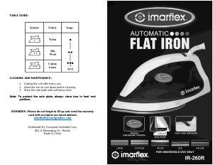 Handleiding Imarflex IR-260R Strijkijzer