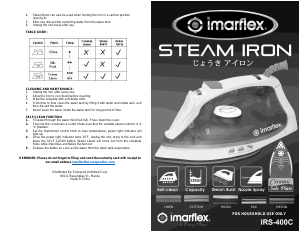 Handleiding Imarflex IRS-400C Strijkijzer