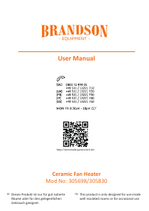 Manuale Brandson 305830 Termoventilatore
