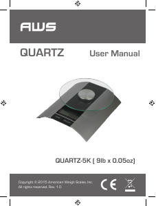 Handleiding AWS Quartz-5K Keukenweegschaal