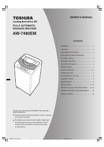 Manual Toshiba AW-7480EM Washing Machine