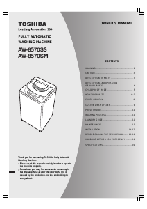 Manual Toshiba AW-8570SS Washing Machine
