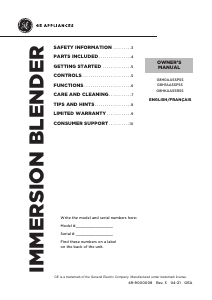 Manual de uso GE G8H1AASSPSS Batidora