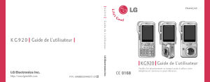 Mode d’emploi LG KG920 Téléphone portable