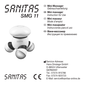 Руководство Sanitas SMG 11 Массажер