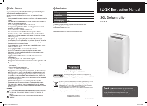 Manual Logik L20DH16 Dehumidifier