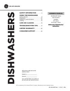 Manual GE PDP715SYVFS Profile Dishwasher