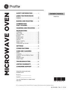 Manual de uso GE PWB7030SVSS Profile Microondas