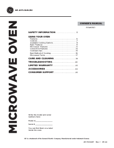 Manual de uso GE PCWK15C1WSS Profile Microondas