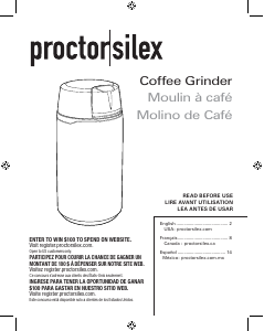 Mode d’emploi Proctor Silex 80302 Moulin à café