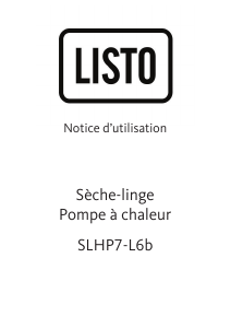 Mode d’emploi Listo SLHP7-L6b Sèche-linge