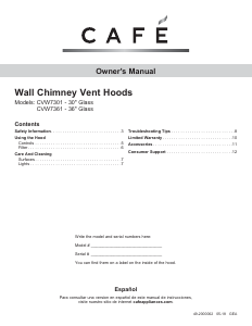 Manual de uso Café CVW73014MWM Campana extractora