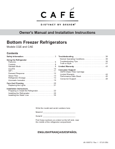Mode d’emploi Café CGE29DM5TS5 Réfrigérateur combiné
