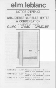 Mode d’emploi e.l.m. leblanc GLM C.23 el Chaudière à gaz