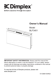 Manual Dimplex BLF3451 Electric Fireplace