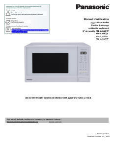 Mode d’emploi Panasonic NN-SU65NBC Micro-onde