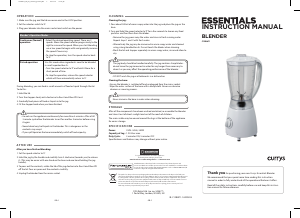 Manual Currys Essentials C12BW11 Blender