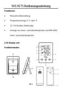 Bedienungsanleitung Technoline WS 9175 Wetterstation