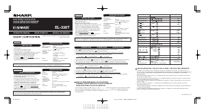 Mode d’emploi Sharp EL-330T Calculatrice