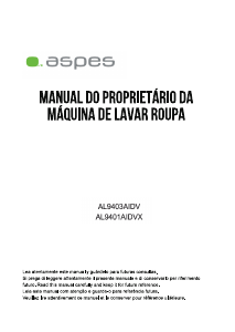 Manual Aspes AL9403AIDV Máquina de lavar roupa