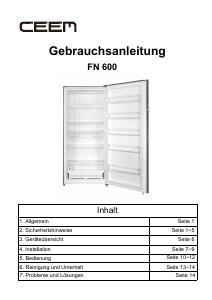 Bedienungsanleitung CEEM FN 600 Gefrierschrank