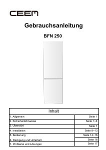 Bedienungsanleitung CEEM BFN 250 Kühl-gefrierkombination