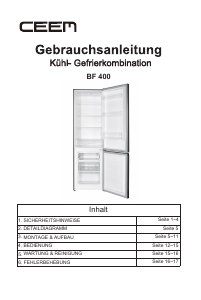 Bedienungsanleitung CEEM BF 400 Kühl-gefrierkombination