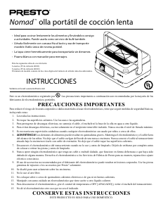 Manual de uso Presto 06011 Nomad Slow cooker