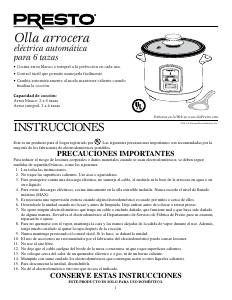Manual de uso Presto 05810 Arrocera