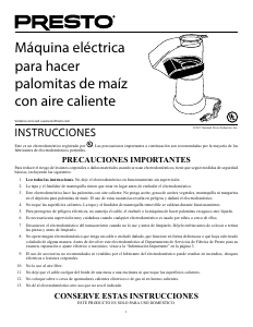 Manual de uso Presto 04821 Maquina de palomitas