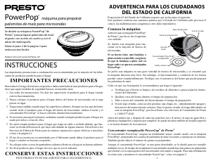 Manual de uso Presto 04834 PowerPop Maquina de palomitas