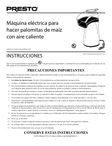 Manual de uso Presto 04841 Maquina de palomitas