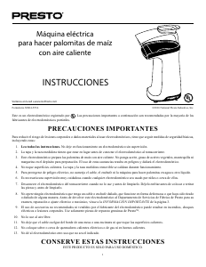 Manual de uso Presto 04846 Maquina de palomitas