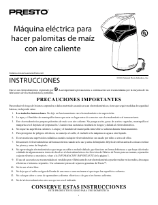 Manual de uso Presto 04847 Maquina de palomitas