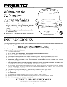Manual de uso Presto 04851 Caramel Corn Maquina de palomitas