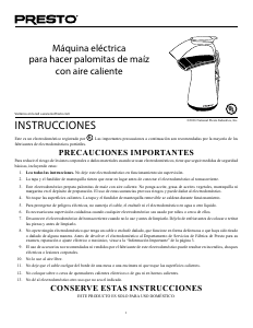 Manual de uso Presto 04863 Maquina de palomitas