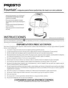 Manual de uso Presto 04865 Fountain Maquina de palomitas