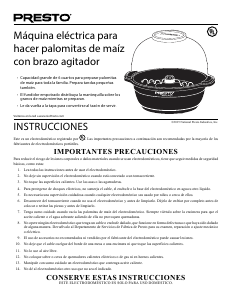 Manual de uso Presto 05204 Maquina de palomitas
