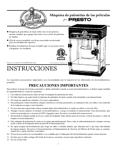 Manual de uso Presto 05310 Maquina de palomitas