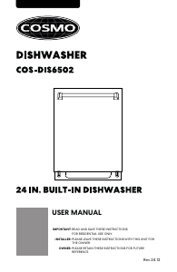 Bruksanvisning Cosmo COS-DIS6502 Diskmaskin