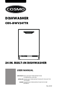 Bruksanvisning Cosmo COS-DWV24TTR Diskmaskin