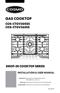 Handleiding Cosmo COS-CTGV305SS Kookplaat